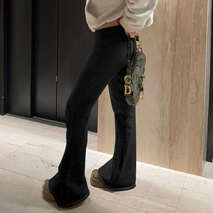 Casual Sexy Basic Solid Flare Pants Y2K Slim Low-Waisted Boot Cut Pants Women 2023 Autumn Spring Fashion Streetwear Lady