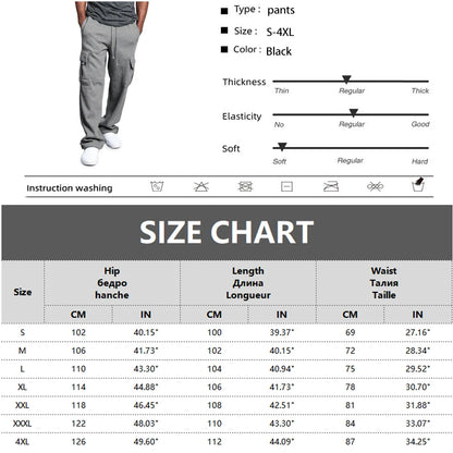 Mens Sweatpants Straight Fit Joggers for Sports and Streetwear Loose Oversized Drawstring Long Pants Men Multi-Pocket Pants