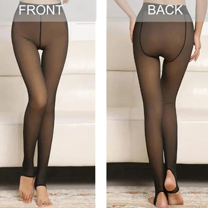 Women'S Thermal Leggings Insulated Tights Fleece Lined High Waist Elasticity Thick Plush Women Pantyhose Winter below 70Kg