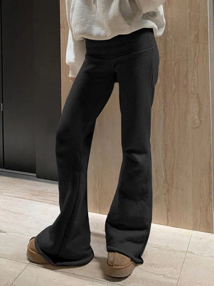 Casual Sexy Basic Solid Flare Pants Y2K Slim Low-Waisted Boot Cut Pants Women 2023 Autumn Spring Fashion Streetwear Lady