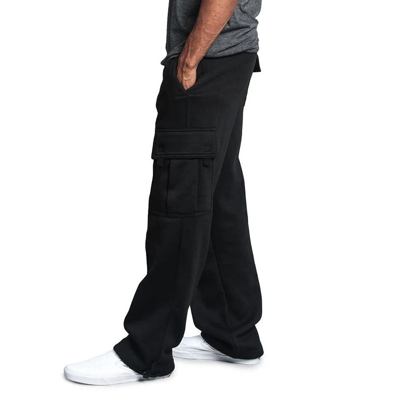 Mens Sweatpants Straight Fit Joggers for Sports and Streetwear Loose Oversized Drawstring Long Pants Men Multi-Pocket Pants